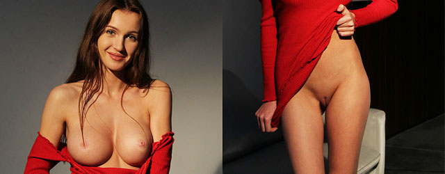 Holly Haim Toned Babe in Red